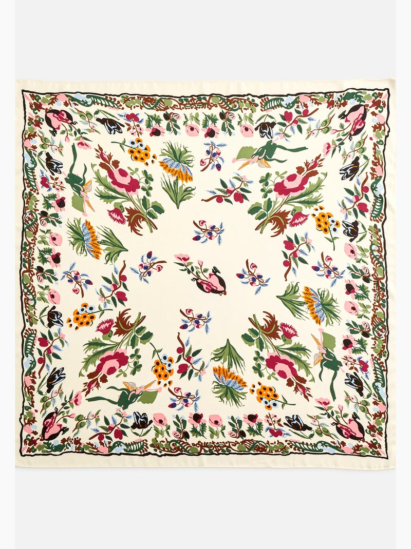 Foulard imprimé végétal - damart Blanc - Kiabi