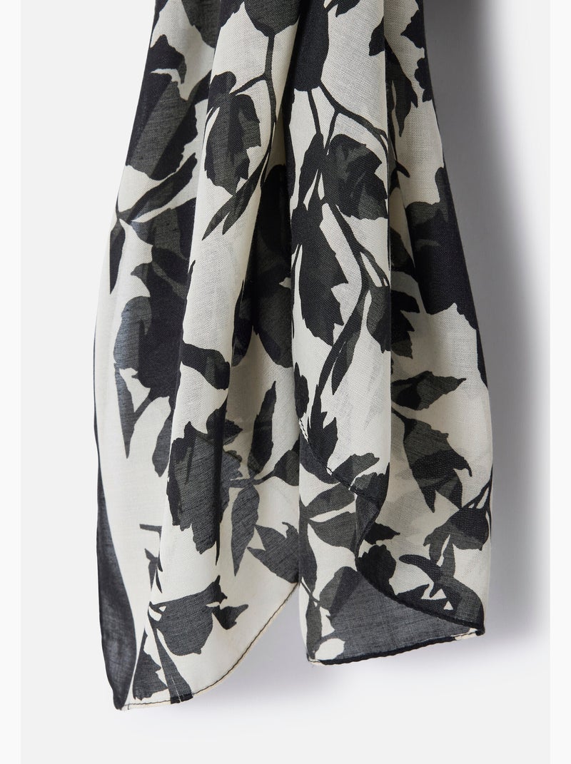 Foulard imprimé végétal contrasté - Damart Noir - Kiabi