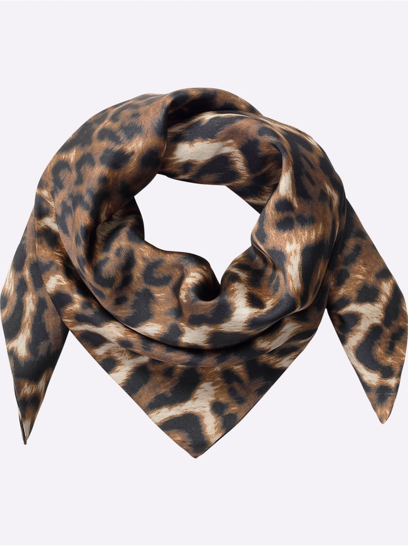 Foulard Joli Motif Léopard - Taille Standard - Helline Noir Jaune - Kiabi