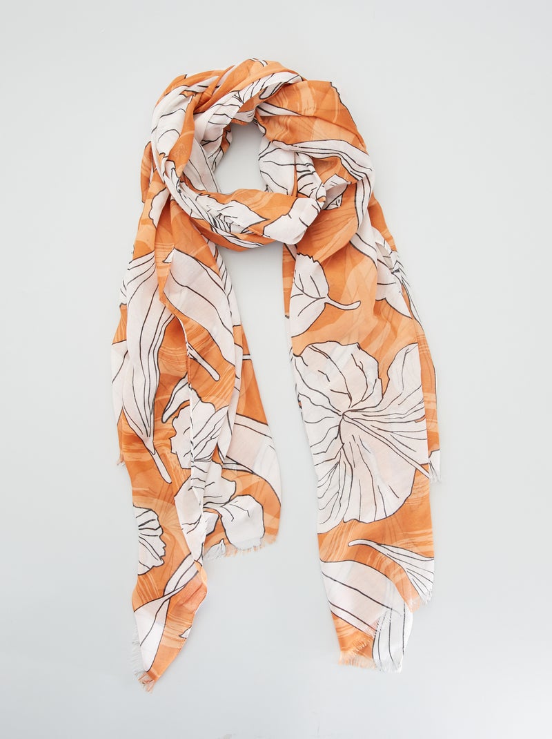 Foulard long 'fleuri' Orange - Kiabi