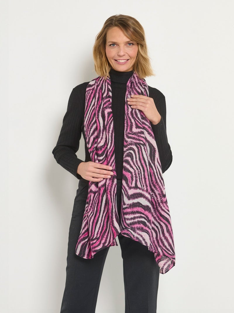 Foulard motif animalier revisité Noir Rose Noir - Kiabi