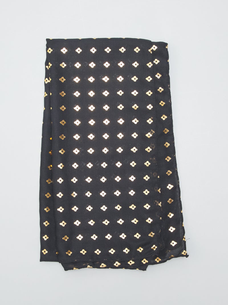 Foulard motif doré Noir - Kiabi
