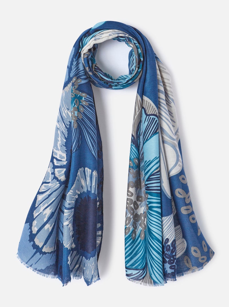 Foulard motif grandes fleurs - Damart Bleu - Kiabi