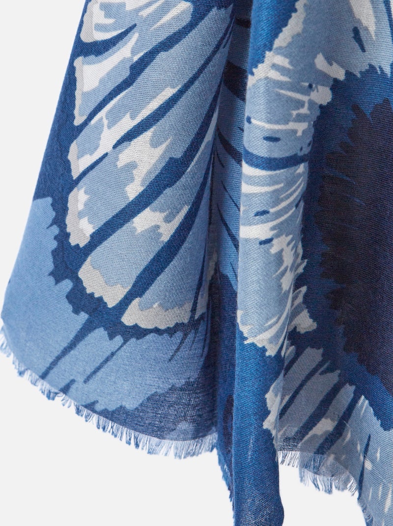 Foulard motif grandes fleurs - Damart Bleu - Kiabi