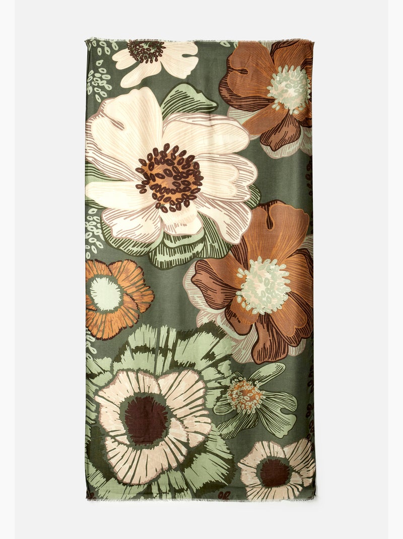 Foulard motif grandes fleurs - damart Vert - Kiabi