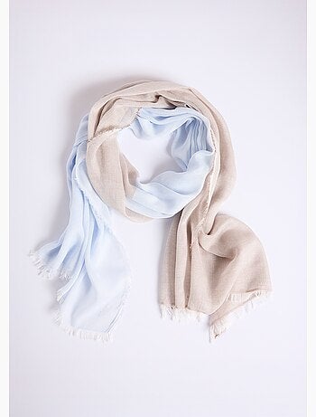 Foulard ou étole bicolore pastel irisé frangé - Afibel