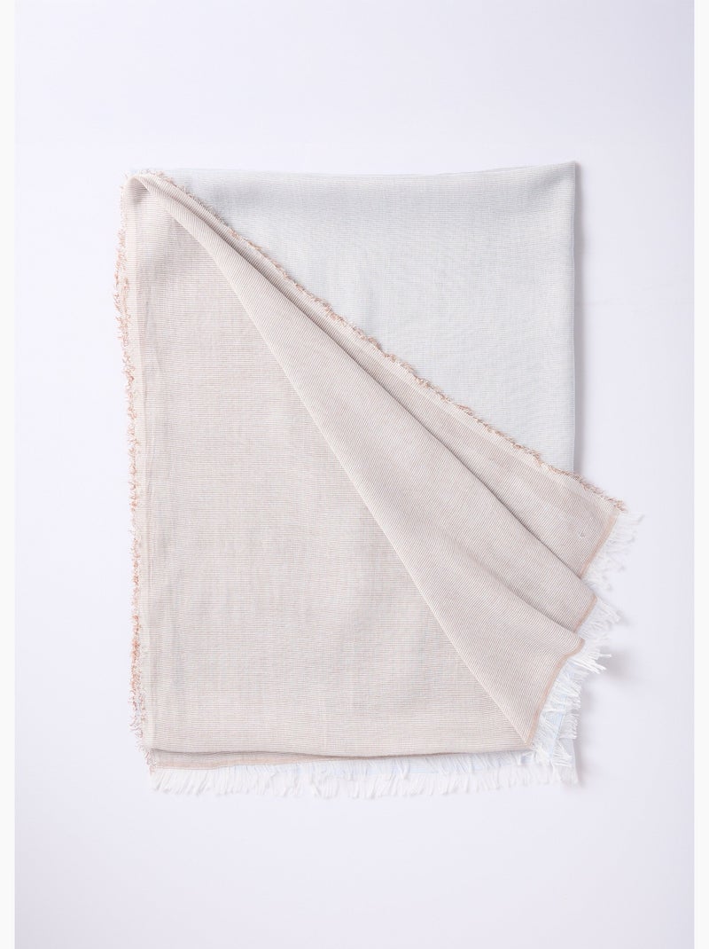 Foulard ou étole bicolore pastel irisé frangé - Afibel Bleu Beige - Kiabi