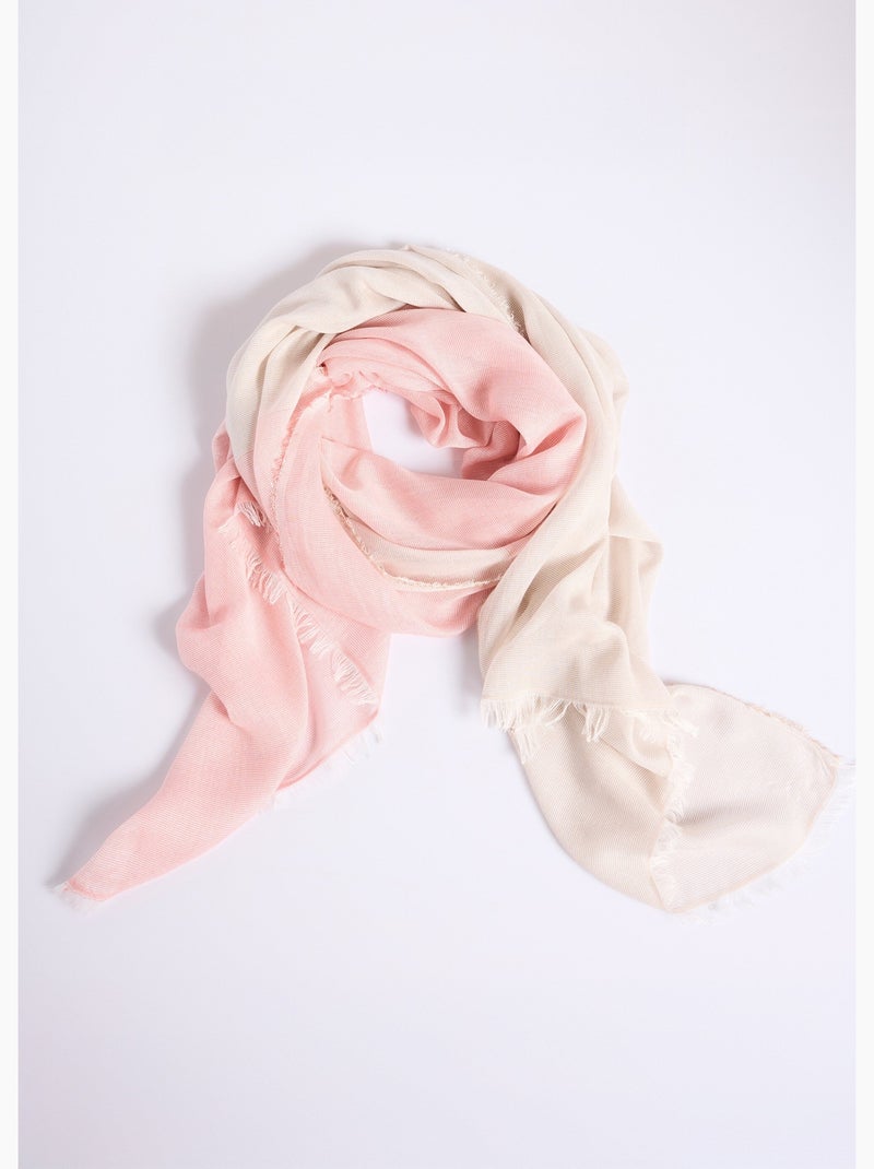 Foulard ou étole bicolore pastel irisé frangé - Afibel Corail - Kiabi