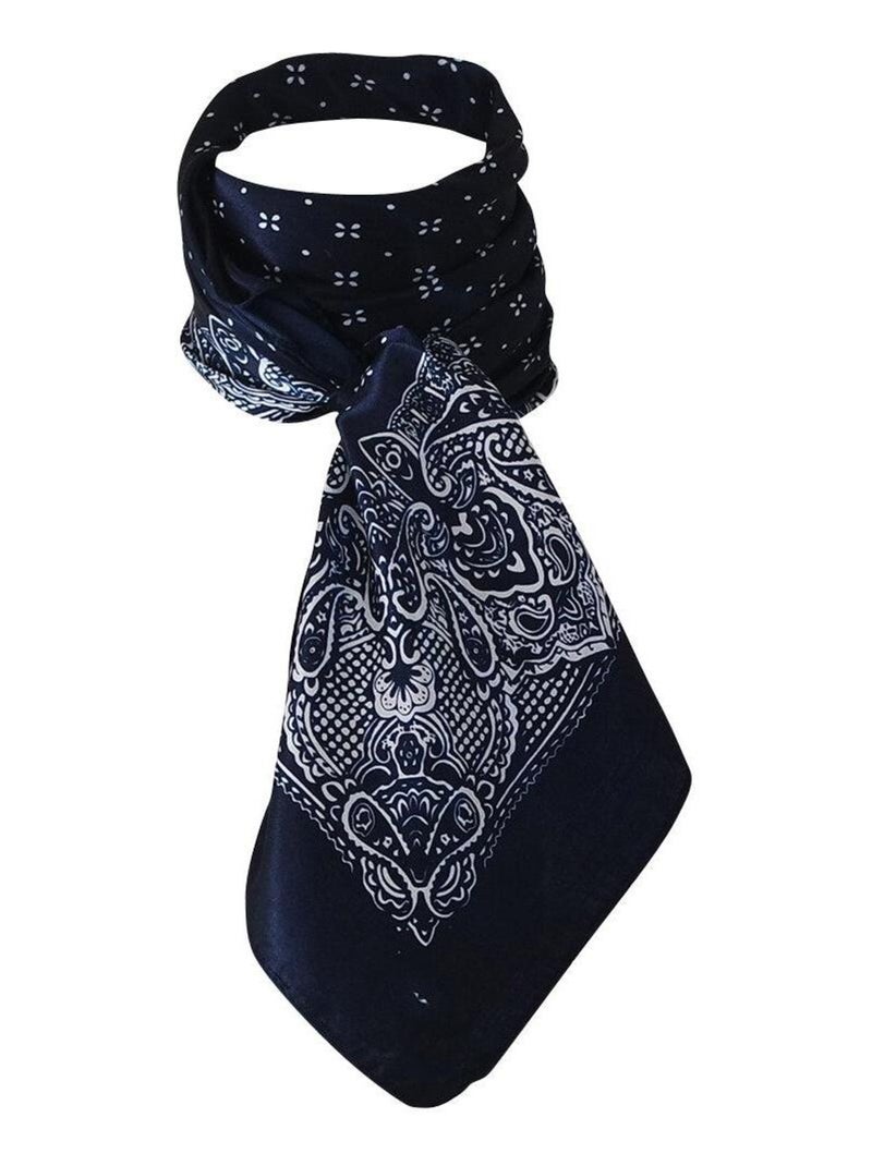 Foulard polysatin fantaisie Bleu marine - Kiabi