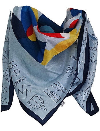 Foulard Polysatin Géométrique – Carré Satiné Élégant