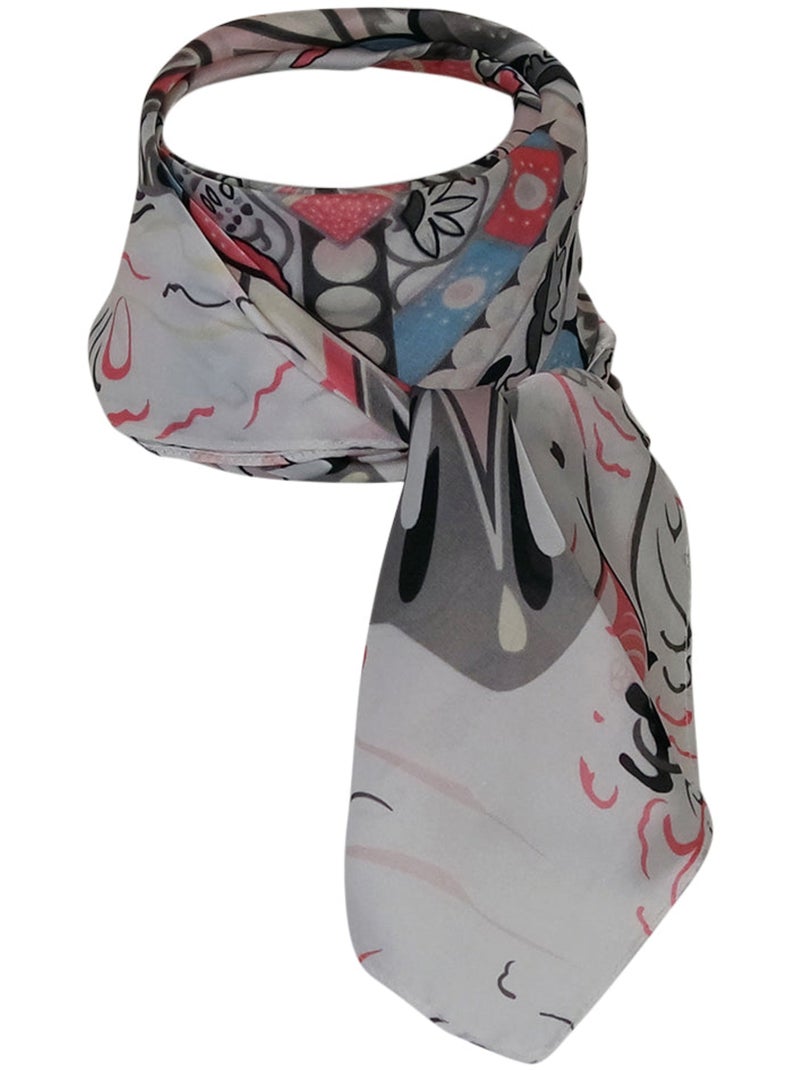 Foulard Polysatin INCA 60x60 cm – Carré Élégant Motif Ethnique Blanc - Kiabi
