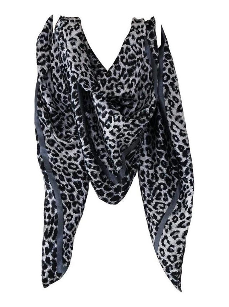 Foulard polysatin LEOPARD Noir - Kiabi