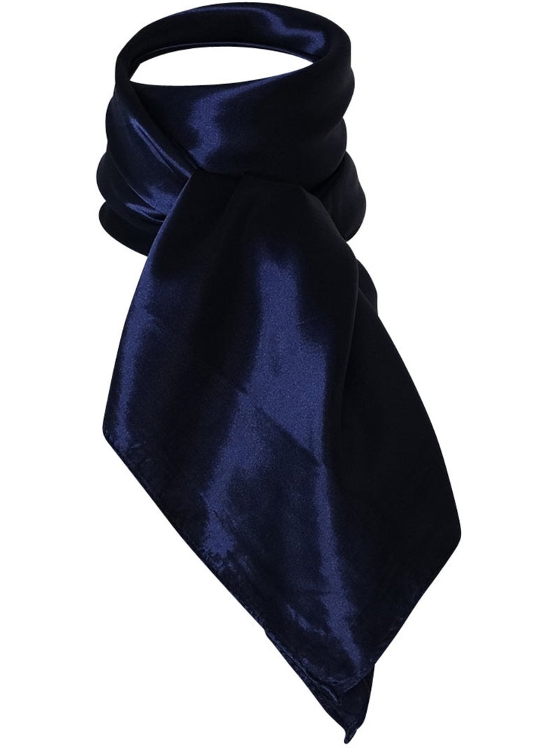 Foulard Polysatin Marwa 80x80 cm – Carré Satiné Femme – Écharpe Bleu marine - Kiabi