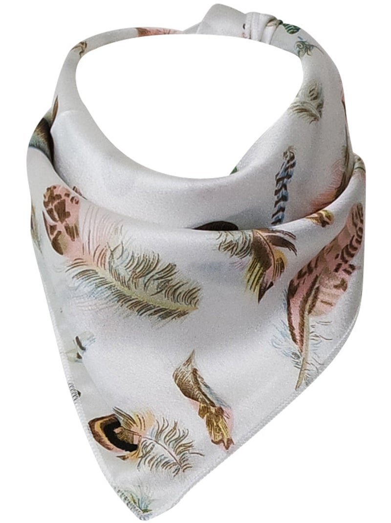 Foulard polysatin motif plumes Blanc - Kiabi