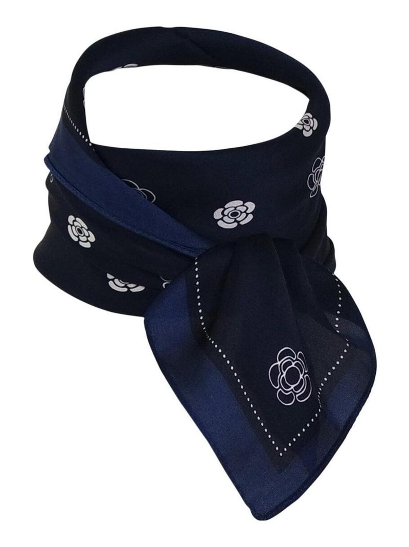 Foulard polysatin petites fleurs Bleu marine - Kiabi