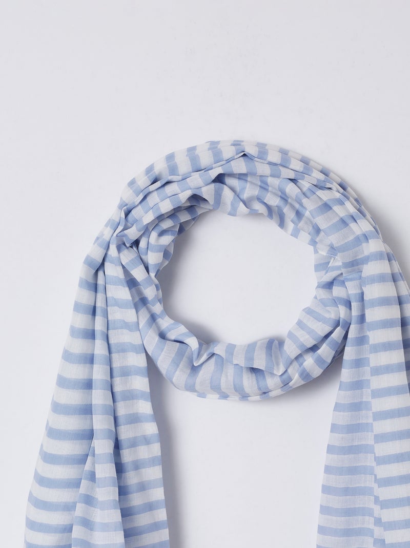 Foulard pur coton rayé - Damart Bleu - Kiabi