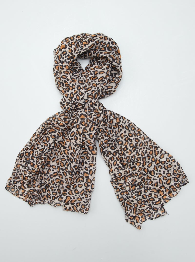 Foulard rectangulaire 'léopard' Beige - Kiabi