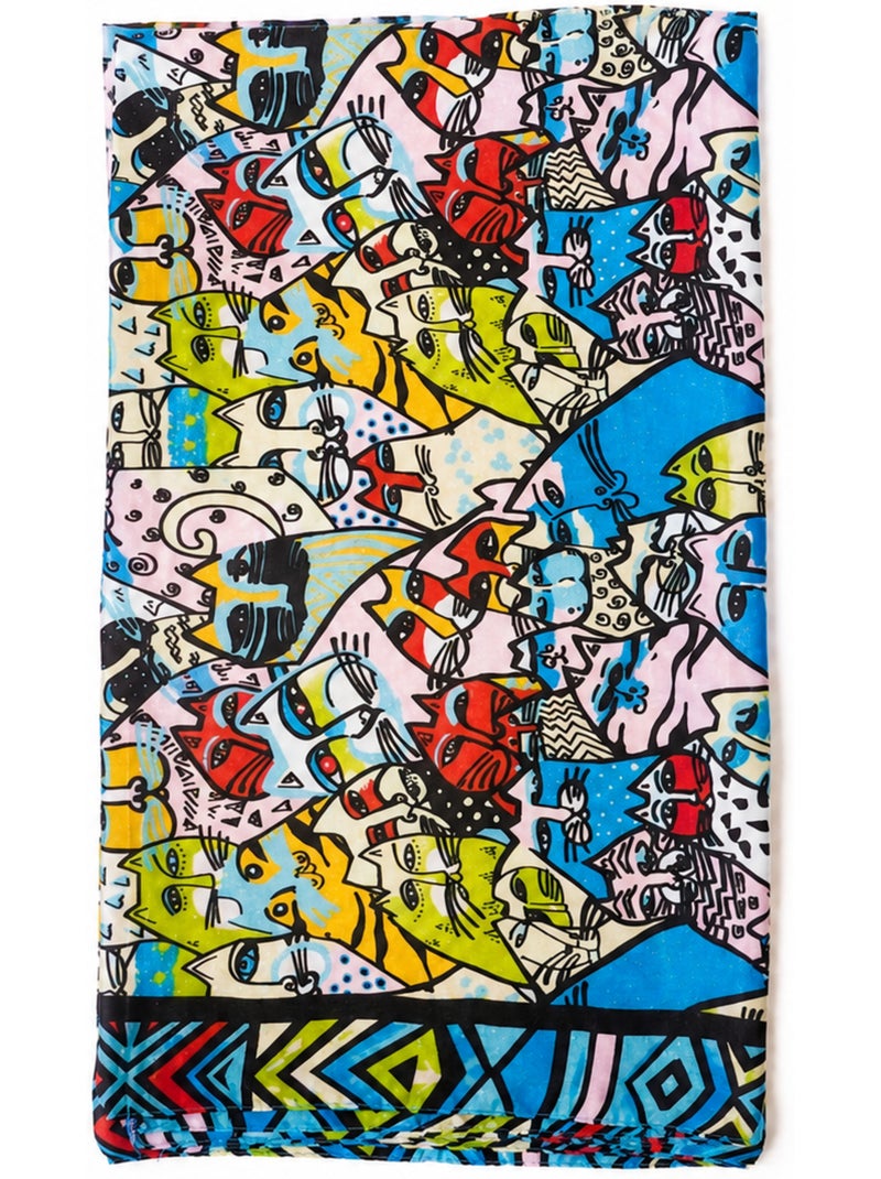 Foulard Satiné CHATS Bleu - Kiabi