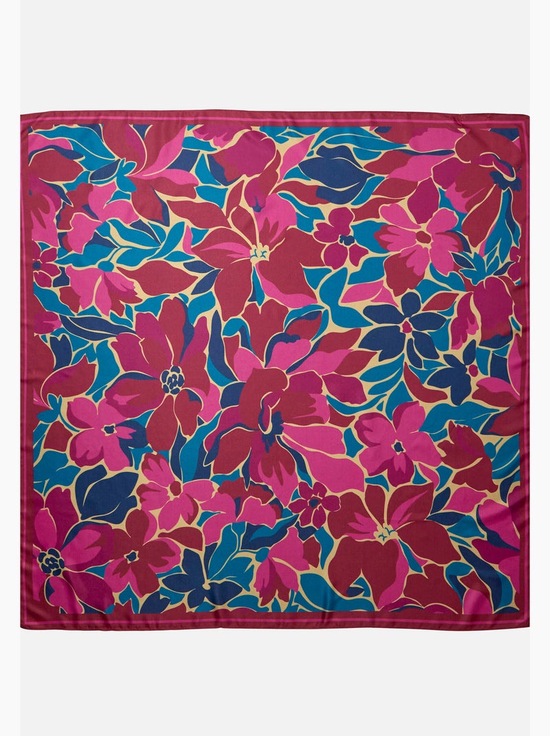 Foulard satiné imprimé fleuri - Damart Rose - Kiabi