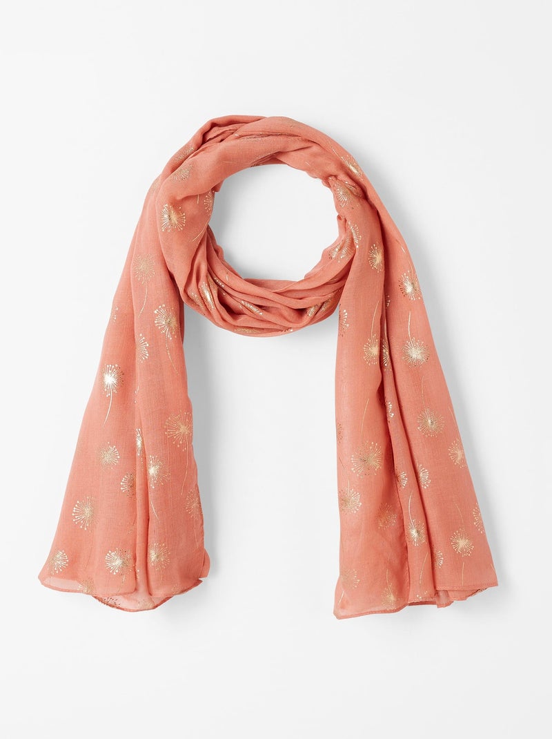 Foulard uni voile motifs métallisés - Damart Orange - Kiabi
