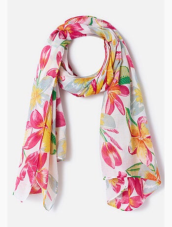 Foulard voile fleurs tropicales. - Damart