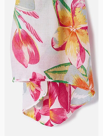 Foulard voile fleurs tropicales. - Damart