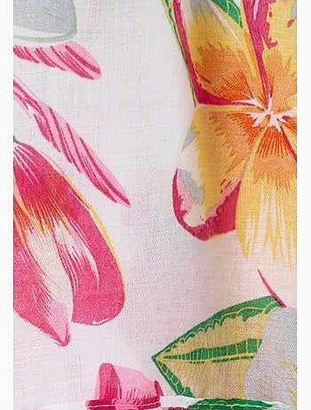 Foulard voile fleurs tropicales. - Damart