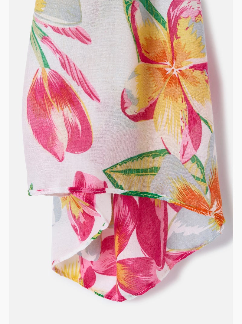 Foulard voile fleurs tropicales. - Damart Rose - Kiabi