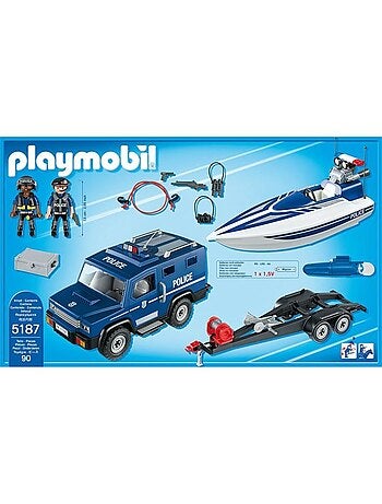 Fourgon et vedette de police - avec moteur submersible