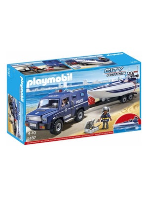 Coffret Jeu Construction Bateau De Police Playmobil - 34 Pièces, Vedette Rapide, Pour Enfants 4 Ans Et Plus