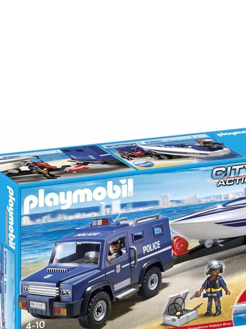 Fourgon et vedette de police - avec moteur submersible - Kiabi Fourgon et vedette de police - avec moteur submersible - Kiabi