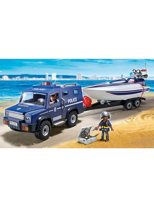 Fourgon et vedette de police - avec moteur submersible - Kiabi Fourgon et vedette de police - avec moteur submersible - Kiabi