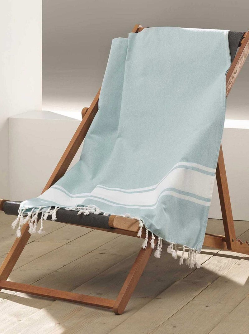 Fouta à franges 100x200 cm Filoti menthe coton Vert - Kiabi