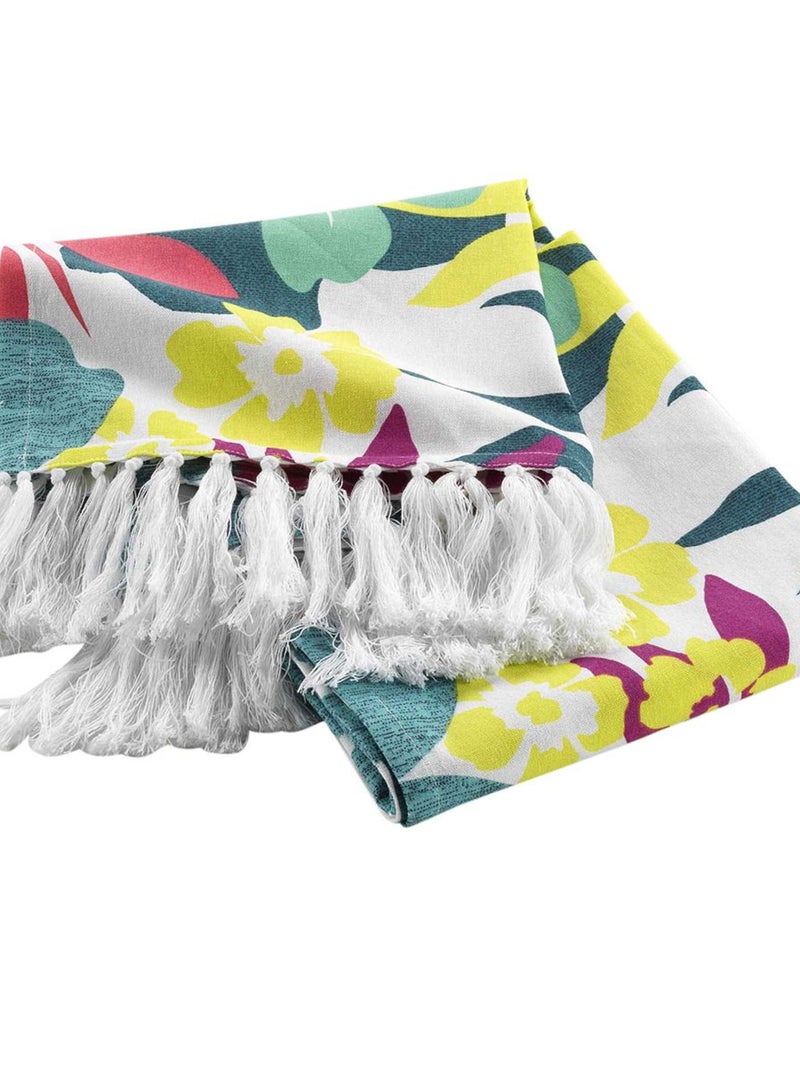 Fouta à franges 100x200 cm Hawai coton Bleu - Kiabi
