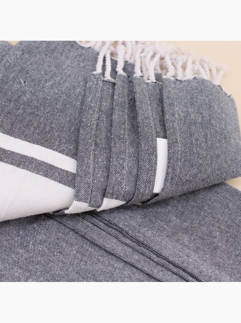 Fouta à franges 90x180cm Gris - Kiabi