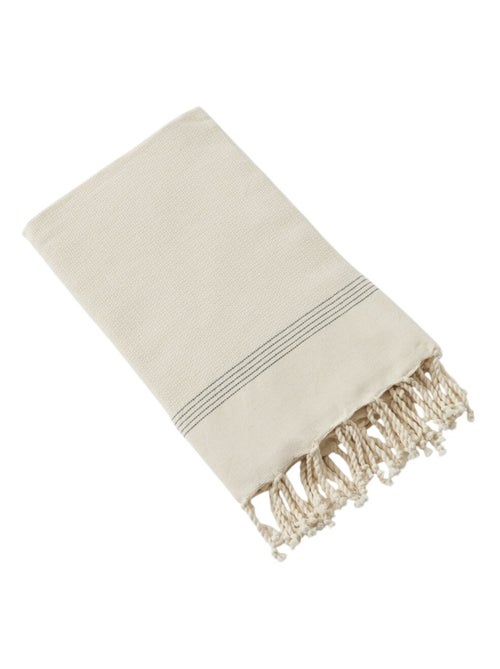 Fouta a franges coton tisse Collection Ullysse - Kiabi