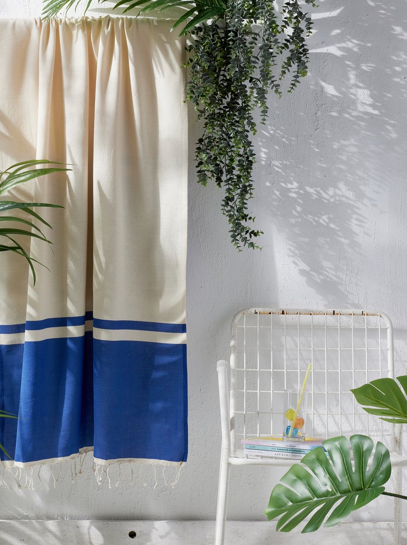 Fouta avec franges (100x190 cm) BLEU - Kiabi