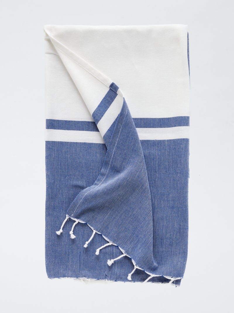 Fouta avec franges (100x190 cm) BLEU - Kiabi