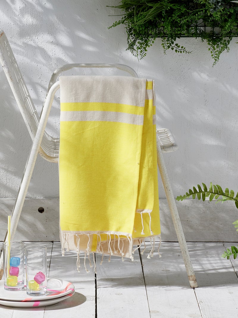 Fouta avec franges (100x190 cm) JAUNE - Kiabi