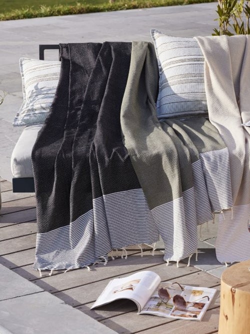 Fouta avec franges 100x200 cm Coton Rina - Kiabi