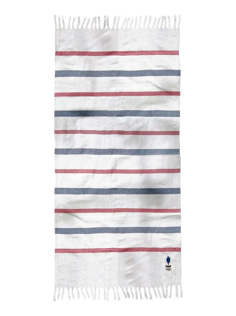 Fouta de bain 100% coton, PARIS 2024 EQUIPE DE FRANCE OLYMPIQUE EQUIPE Blanc - Kiabi