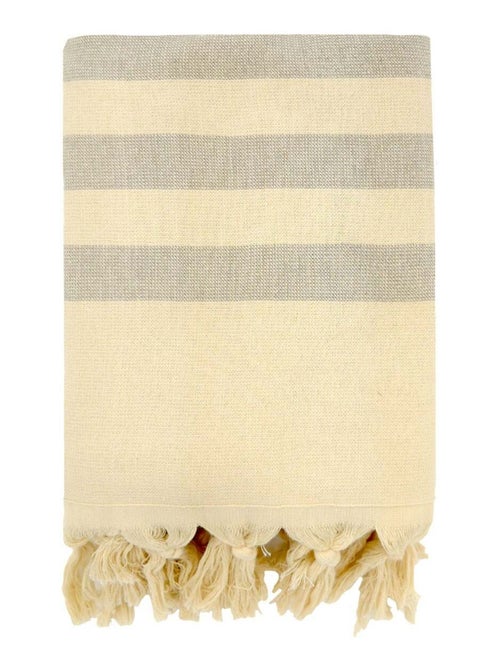 Fouta doublée éponge Beige 90x160 340g/m² - Fidji Taupe - Kiabi