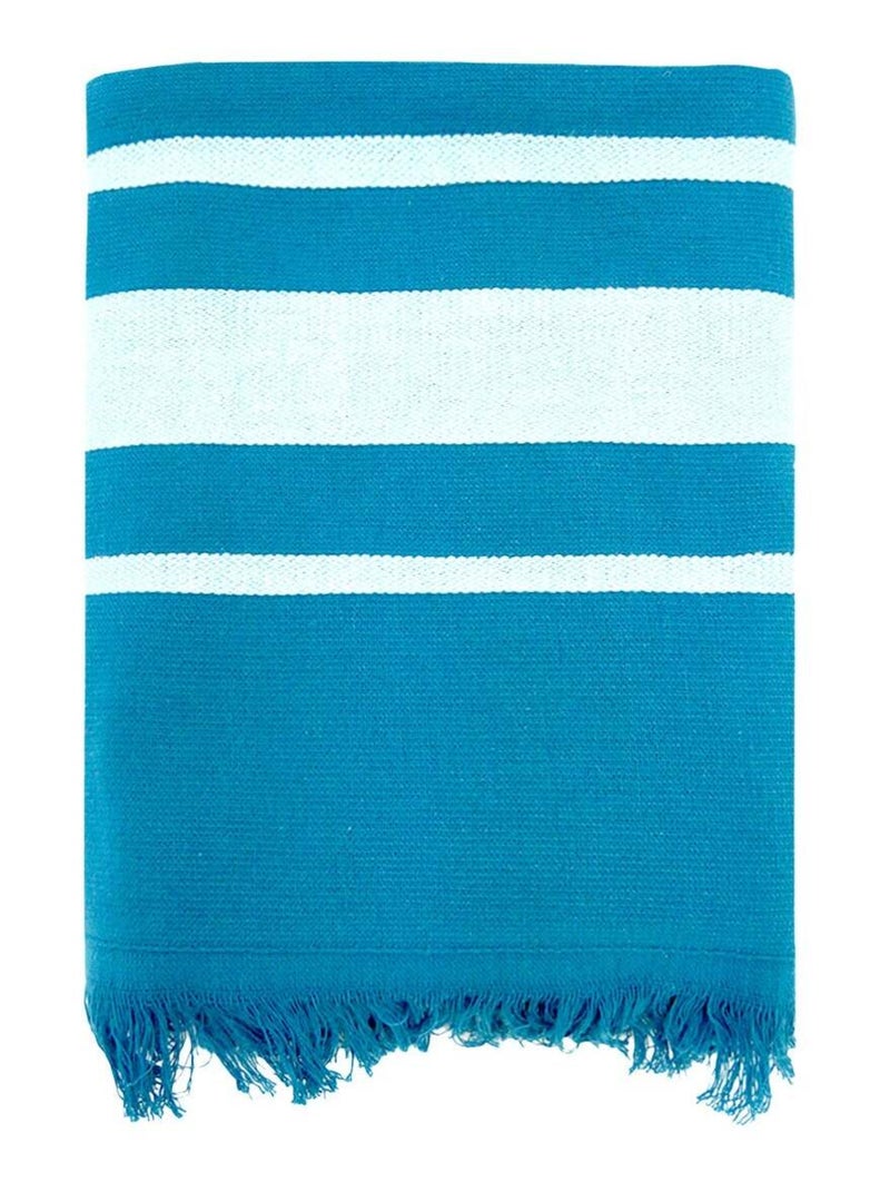 Fouta doublée éponge Bleu 90x170 340g/m² - Caraibes Bleu Bleu - Kiabi