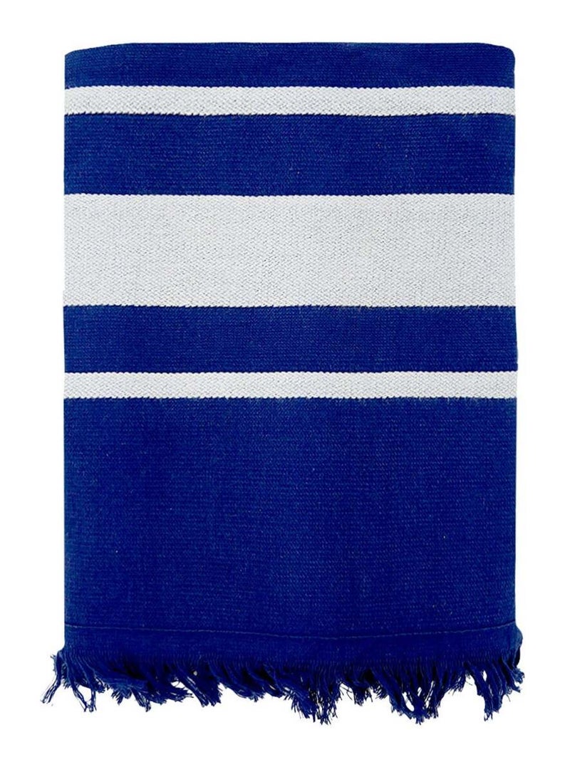 Fouta doublée éponge Bleu 90x170 340g/m² - Caraibes Marine Bleu - Kiabi