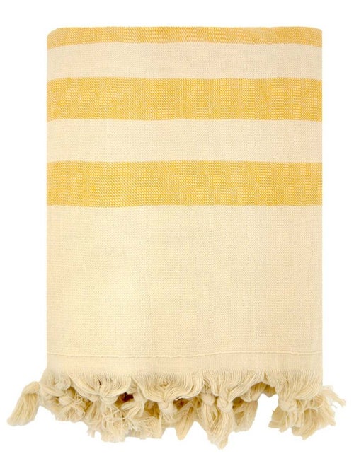 Fouta doublée éponge Jaune 90x160 340g/m² - Fidji Tournesol - Kiabi