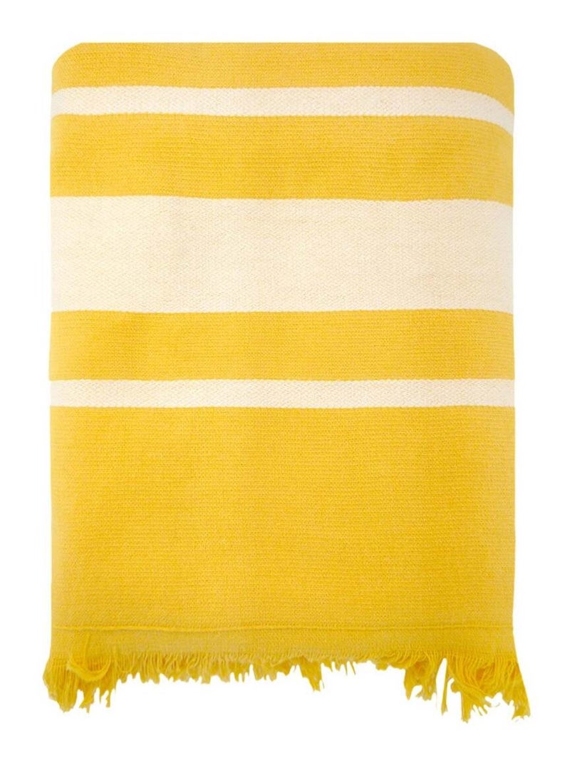 Fouta doublée éponge Jaune 90x170 340g/m² - Caraibes Tournesol Jaune - Kiabi