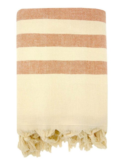 Fouta doublée éponge Marron 90x160 340g/m² - Fidji Cannelle - Kiabi