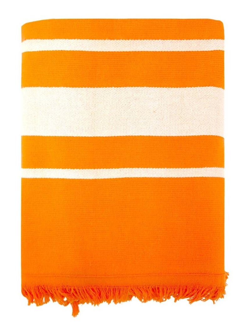 Fouta doublée éponge Orange 90x170 340g/m² - Caraibes Mandarine Orange - Kiabi