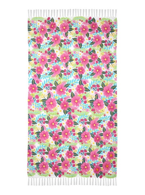 Fouta Fleurs Tropicales – 90x180 cm - Kiabi