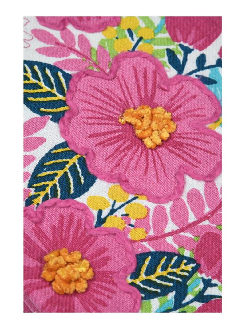 Fouta Fleurs Tropicales – 90x180 cm Rose - Kiabi